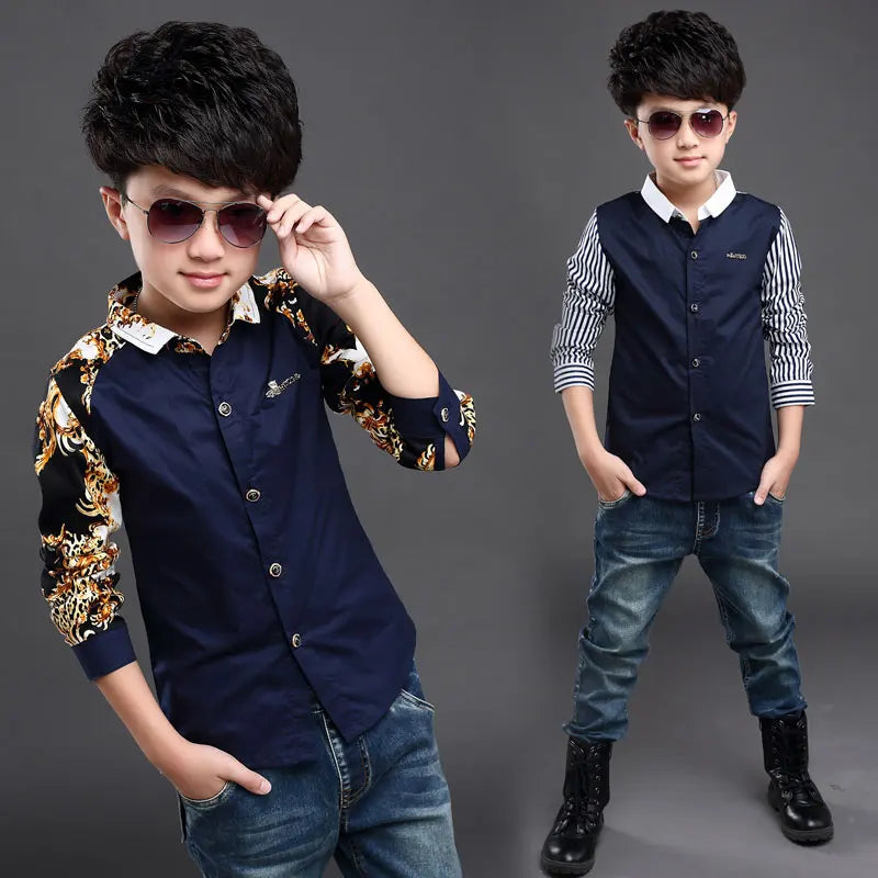 Baby Kids Print Blouses Fall Boys Long Sleeve Shirts 2025 New boys shirts boy top clothes Blouse Back to School Outfit Costume