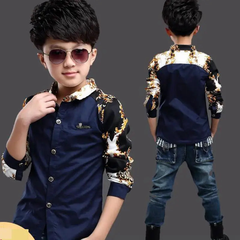 Baby Kids Print Blouses Fall Boys Long Sleeve Shirts 2025 New boys shirts boy top clothes Blouse Back to School Outfit Costume