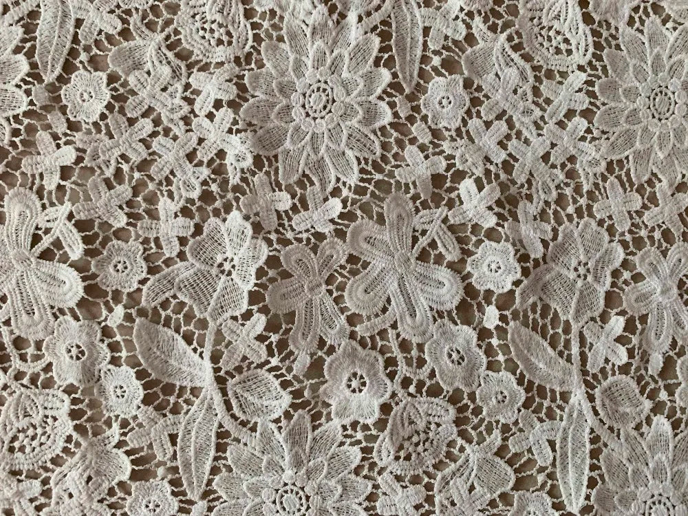1yards Nigerian Lace Fabrics For Wedding Dress High Quality White African Cord Lace Fabrics French Guipure Lace Sewing Material