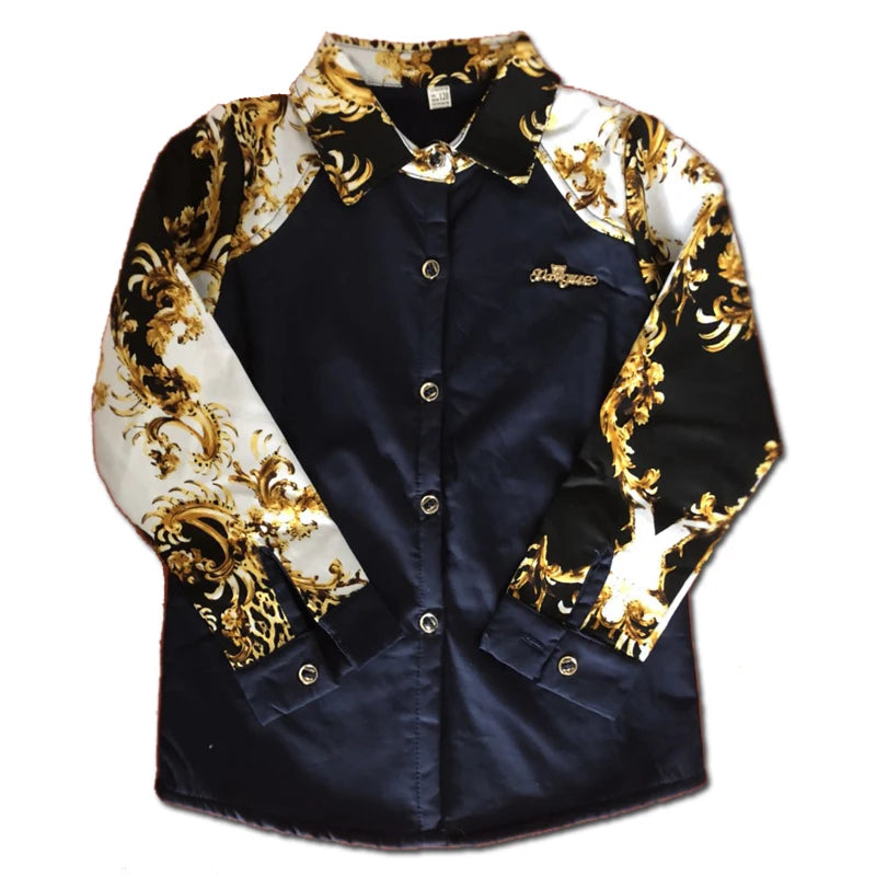 Baby Kids Print Blouses Fall Boys Long Sleeve Shirts 2025 New boys shirts boy top clothes Blouse Back to School Outfit Costume