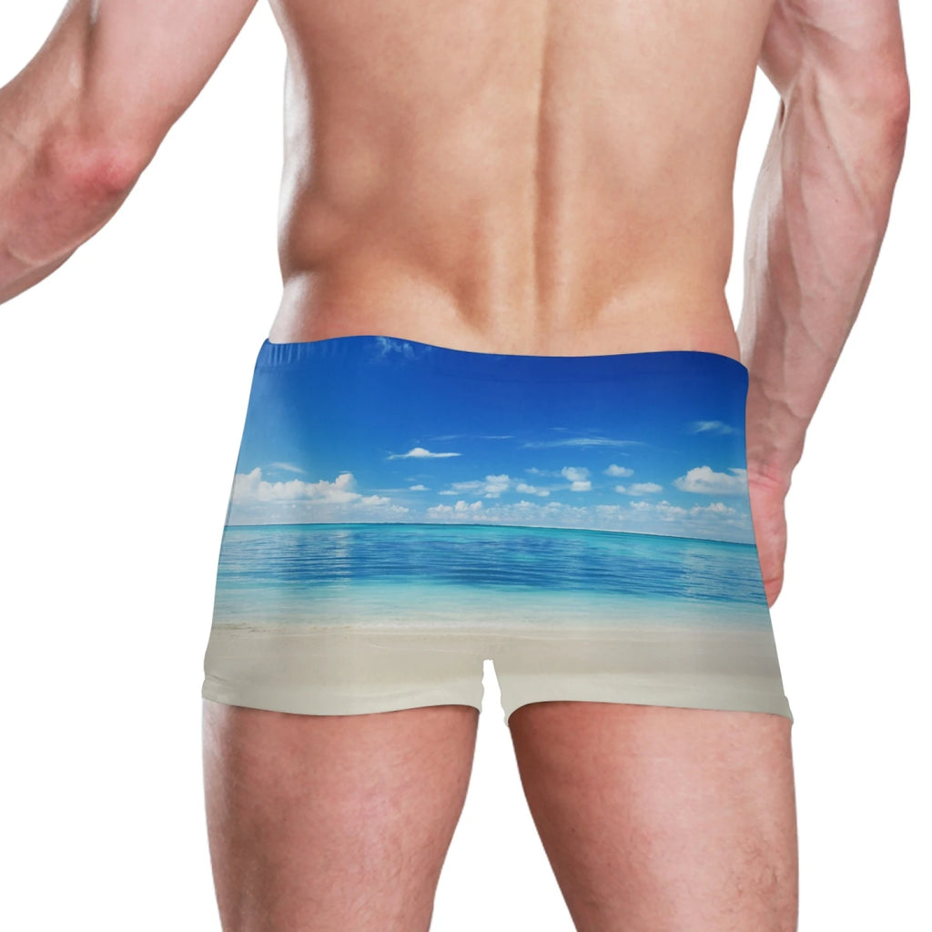 Men Swimwear Pants Summer Sexy Beach Shorts Swim Shorts Trunks New Custom Picture Swimsuit Men's Swimming Trunks Boxer Briefs