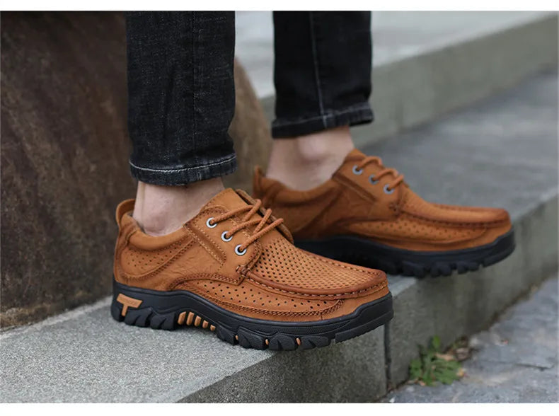 2024 New Men Shoes Genuine Leather Men Flats Loafers High Quality Breathable Outdoor Men Sneakers Male Casual Shoes Plus Size 48