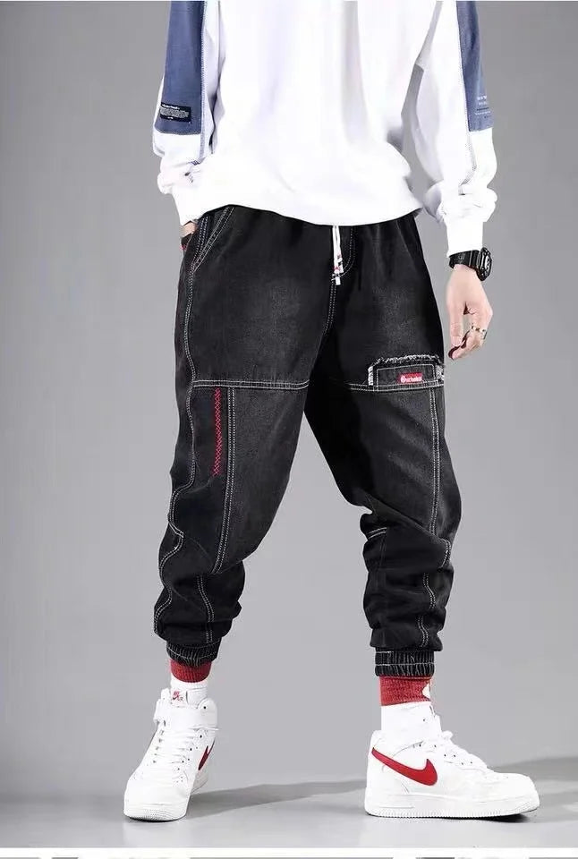 2025 New Streetwear Hip Hop Cargo Pants Men's jeans Cargo Pants Elastic Harun pants Joggers Pants In Autumn and Spring Men Cloth