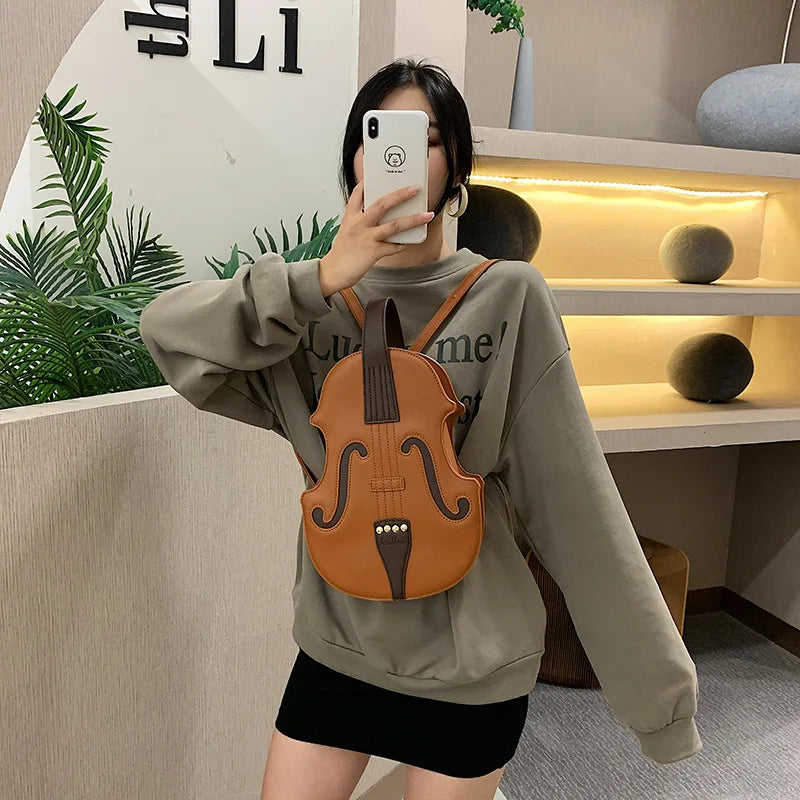 Women Music Tote Bag Violin Purse Backpack Novelty Leather Piano Shoulder Crossbody Bag Handle Handbag for Ladies