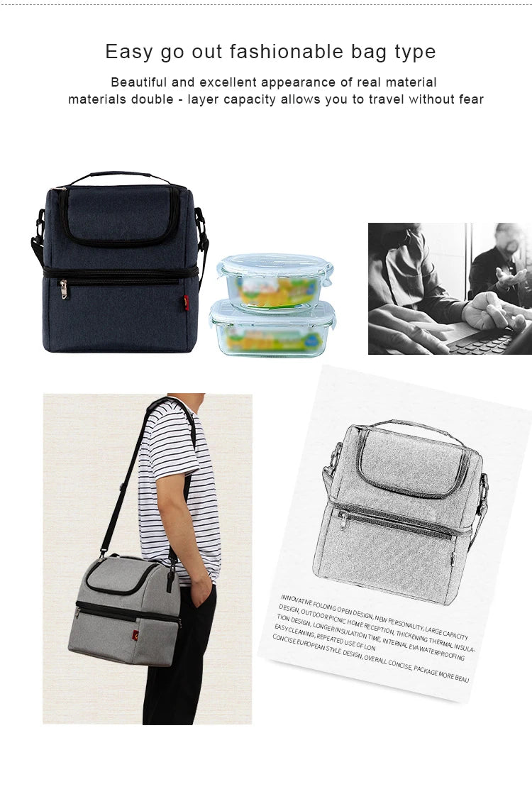 DENUONISS Thermo Lunch Bags Thermal Lunch Box For Kids Food Bag Picnic Bag Handbag Cooler Insulated Cooler Bag