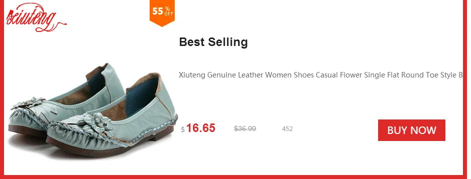 Xiuteng Genuine Leather Women Shoes Casual Flower Single Flat Round Toe Style Boat Shoes Soft Comfortable Women Flats 2021 New