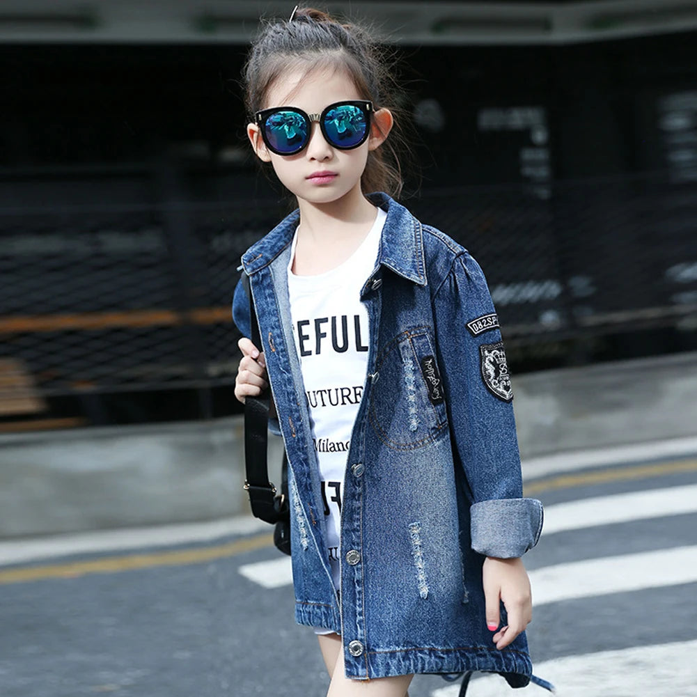 Girls Denim Jacket,Sequin Vintage Jeans Coats,Girls Jean Coat,Toddler Casual Windbreaker Cowboy Outerwear for Spring Autumn