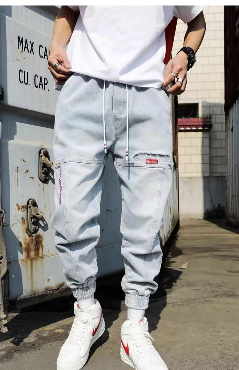 2025 New Streetwear Hip Hop Cargo Pants Men's jeans Cargo Pants Elastic Harun pants Joggers Pants In Autumn and Spring Men Cloth