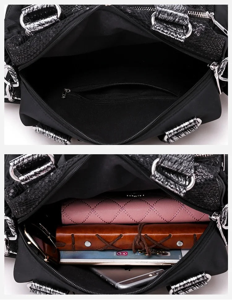 NIGEDU Brand Women Handbags Designer Oxford Crossbody Bag Fashion Sequin Female Messenger Bags Shoulder Bag Ladies Big Totes