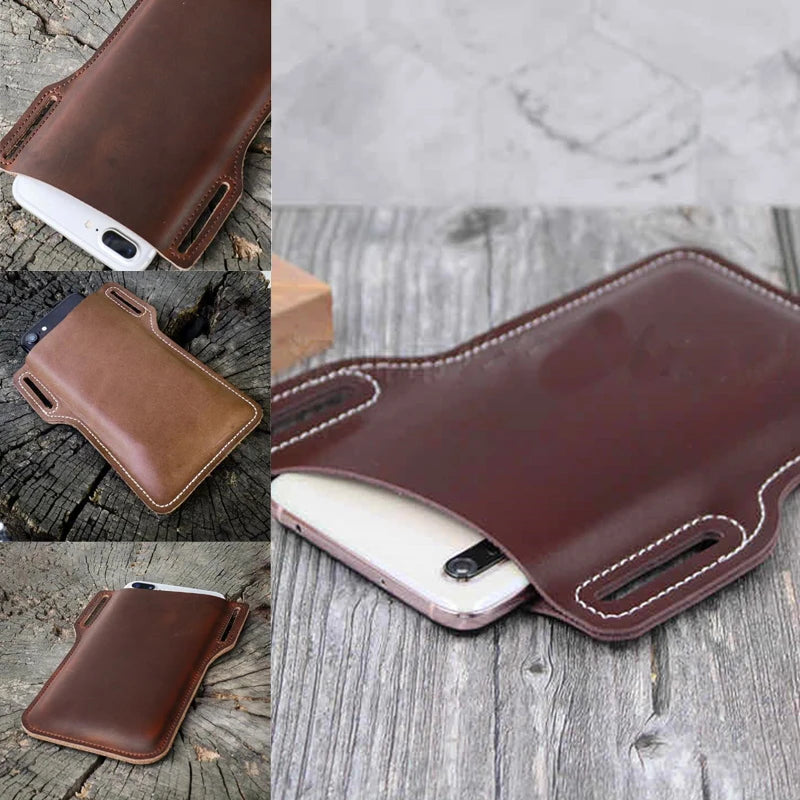 Men Cellphone Loop Holster Case Belt Waist Bag Props Leather Purse Phone Wallet Outdoor Portable Phone Belt Bag