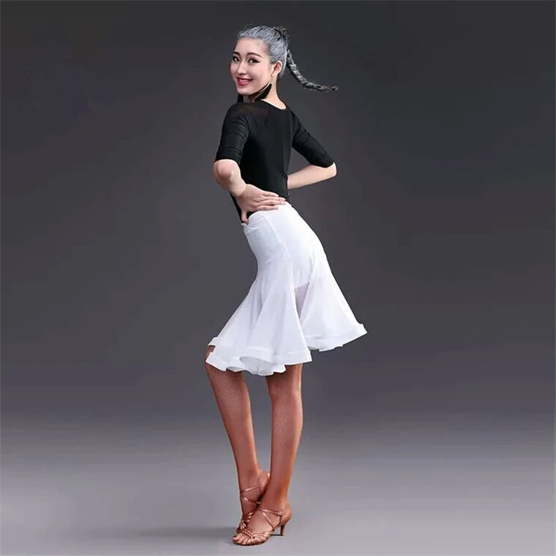 New Woman Latin Dance Skirt Fishbone Tango Costume Training Dress Performance Wears Sexy Rumba Samba Dance Skirt for Women Dress