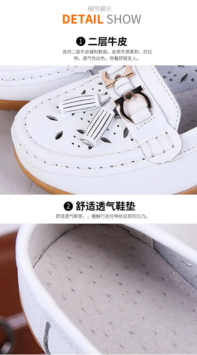 Sneakers Women Flats Summer Women Genuine Leather Shoes with Low Heels Slip on Casual Flat Shoes Women Dance Soft Nurse Shoes
