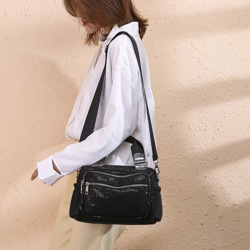 NIGEDU Brand Women Handbags Designer Oxford Crossbody Bag Fashion Sequin Female Messenger Bags Shoulder Bag Ladies Big Totes