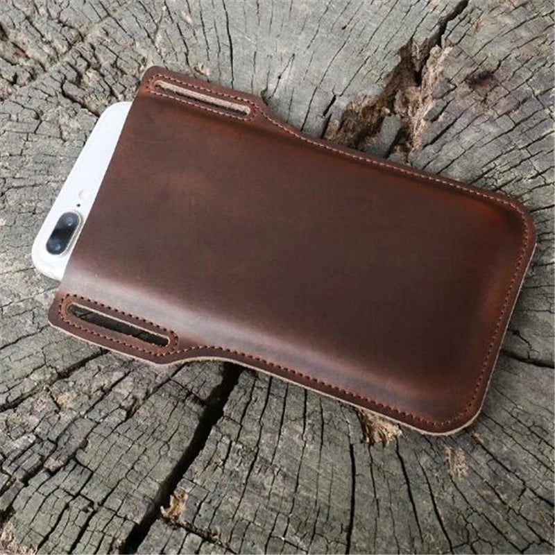 Men Cellphone Loop Holster Case Belt Waist Bag Props Leather Purse Phone Wallet Outdoor Portable Phone Belt Bag