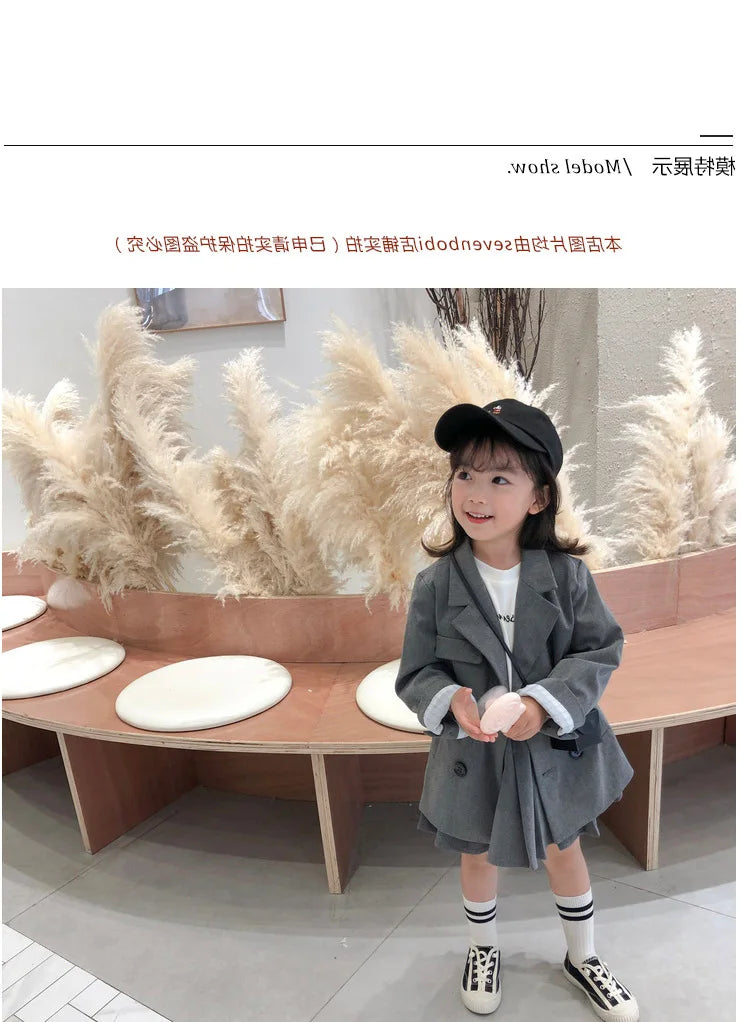 Girls' Suit British Style Noble Long Girls' Suit Plus Skirt 2024 Spring Clothes New Children's Clothing Fashion Casual