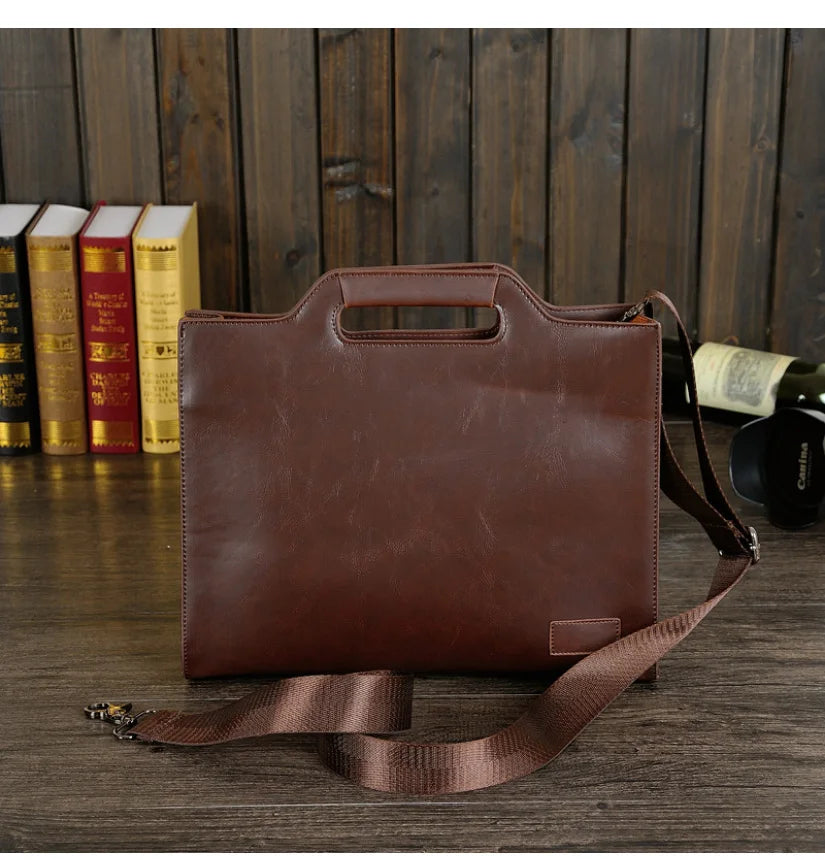 Business Briefcase Men Travel Portable Handbag Solid Casual Leather Messenger Crossbody Bag Male Big Office Laptop Bag XA219C