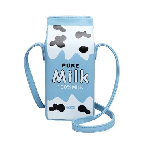 Portable Women Funny Milk Box Shape Shoulder Bag Phone  Crossbody Pouch Female Crossbody Bag Daily Shoulder Bag Ladies Bags