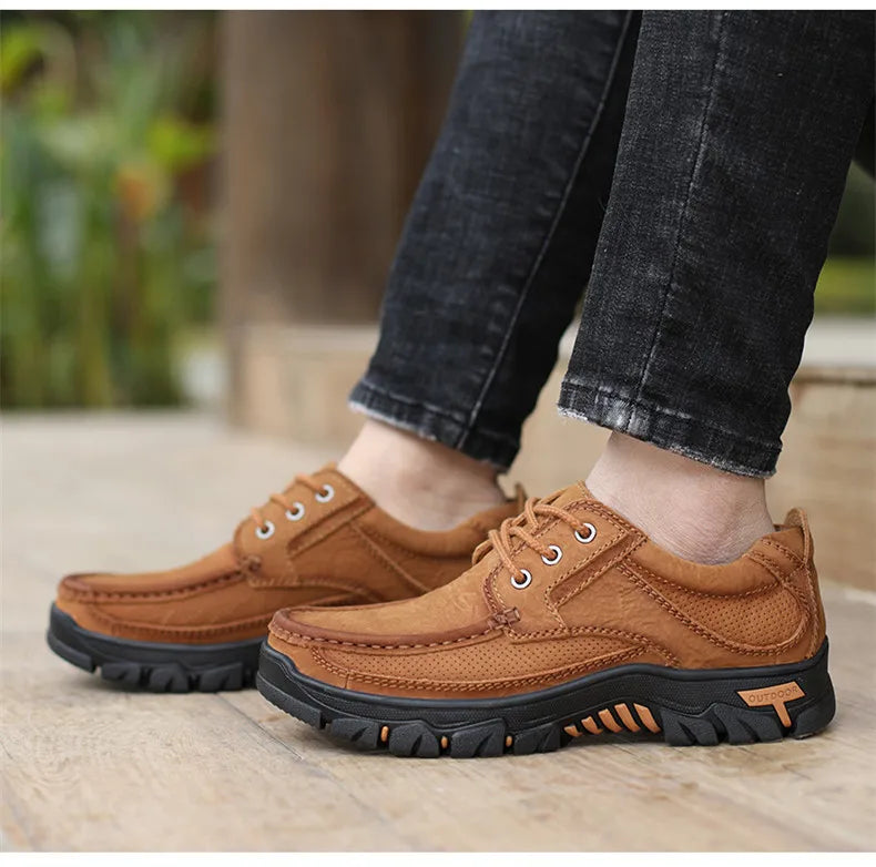 2024 New Men Shoes Genuine Leather Men Flats Loafers High Quality Breathable Outdoor Men Sneakers Male Casual Shoes Plus Size 48