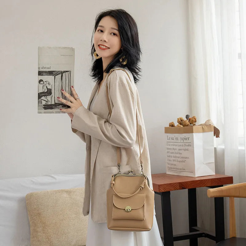 NIGEDU women shoulder bags Korean style Metal Buckle clip Ladies Handbags PU Leather lady Sling bag female Crossbody Bag purses