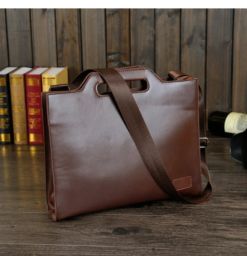 Business Briefcase Men Travel Portable Handbag Solid Casual Leather Messenger Crossbody Bag Male Big Office Laptop Bag XA219C