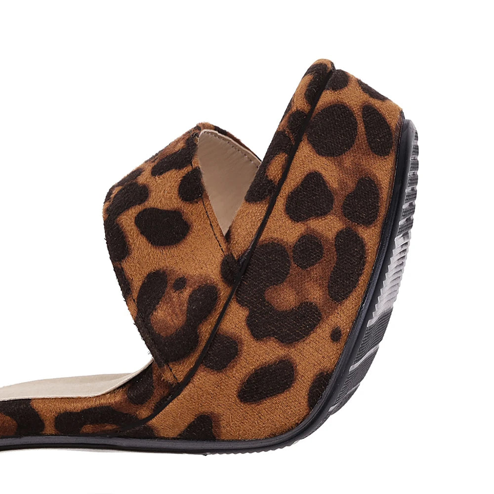 Ladies Platform Super high heel sandals leopard heels Woman Party dress shoes summer Sandalia Feminina Femme Sandalias De Mujer