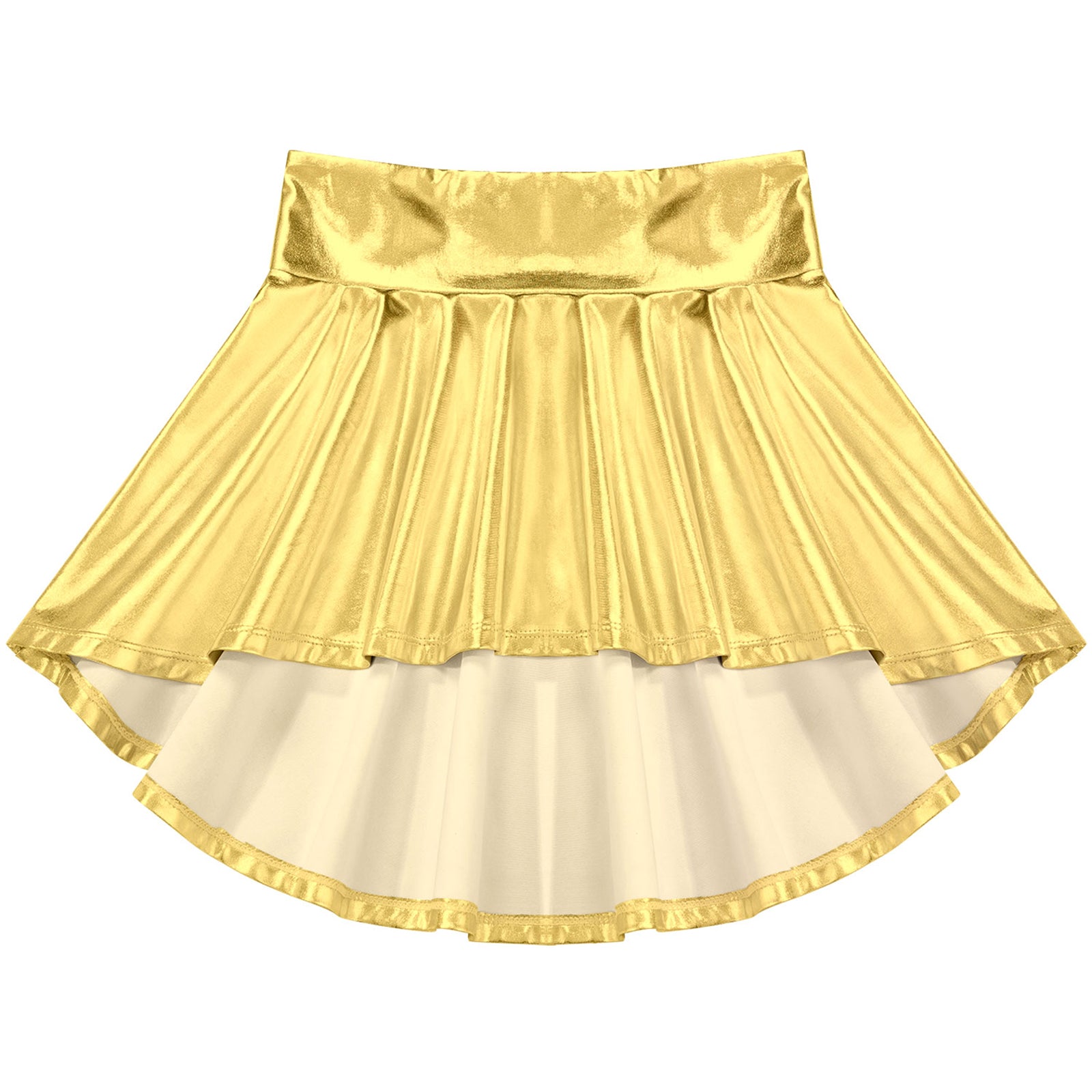 Girls Ballet Dance Skirts Solid Color Ruffle Irregular Hem Dance Party Costume Kids Dance Wear Bronzing Cloth Mini Skirts