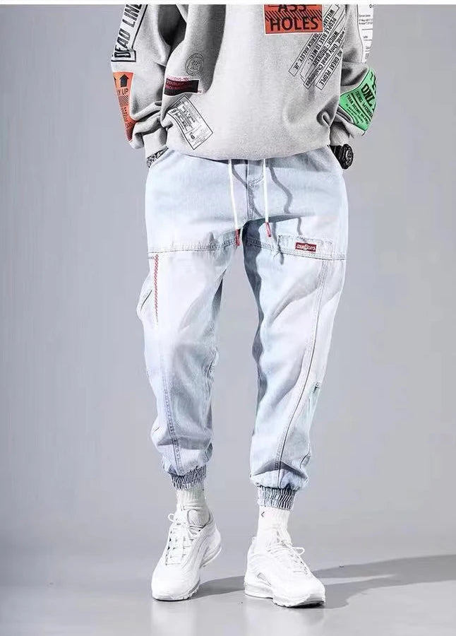 2025 New Streetwear Hip Hop Cargo Pants Men's jeans Cargo Pants Elastic Harun pants Joggers Pants In Autumn and Spring Men Cloth