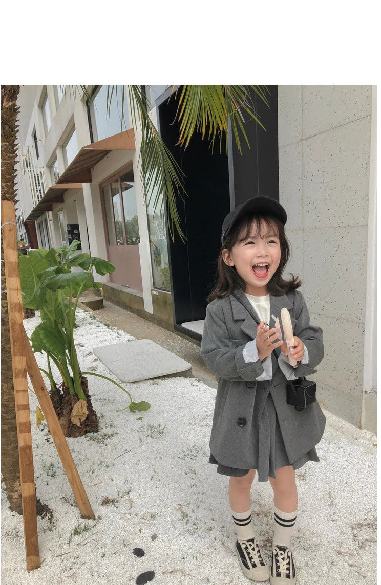 Girls' Suit British Style Noble Long Girls' Suit Plus Skirt 2024 Spring Clothes New Children's Clothing Fashion Casual