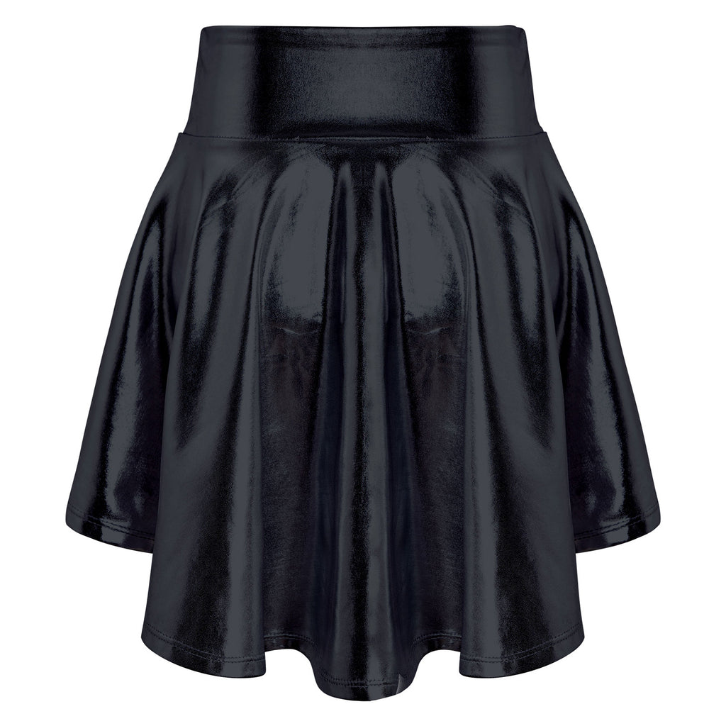Girls Ballet Dance Skirts Solid Color Ruffle Irregular Hem Dance Party Costume Kids Dance Wear Bronzing Cloth Mini Skirts