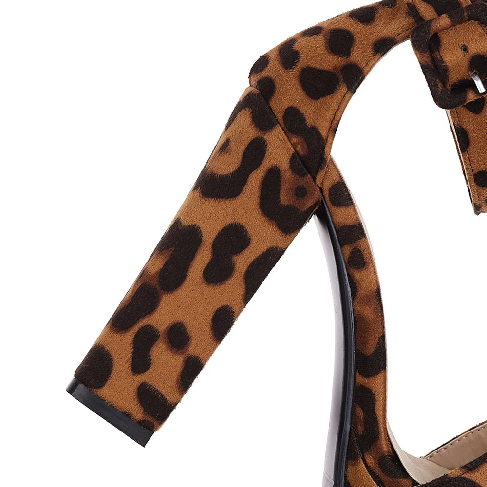 Ladies Platform Super high heel sandals leopard heels Woman Party dress shoes summer Sandalia Feminina Femme Sandalias De Mujer