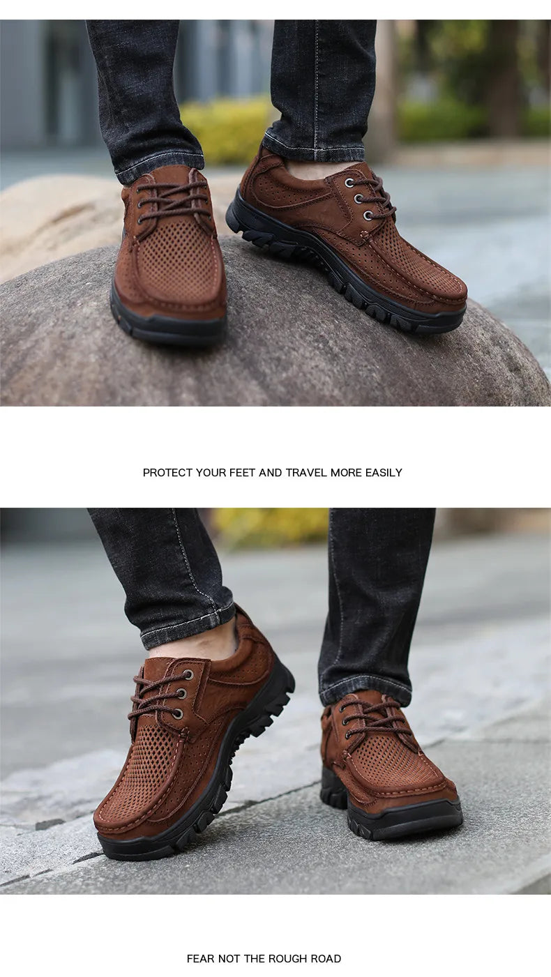 2024 New Men Shoes Genuine Leather Men Flats Loafers High Quality Breathable Outdoor Men Sneakers Male Casual Shoes Plus Size 48