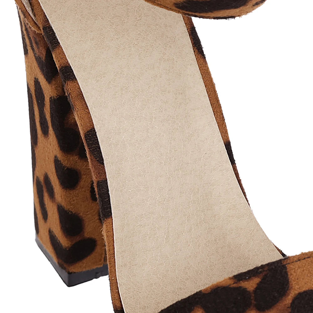 Ladies Platform Super high heel sandals leopard heels Woman Party dress shoes summer Sandalia Feminina Femme Sandalias De Mujer