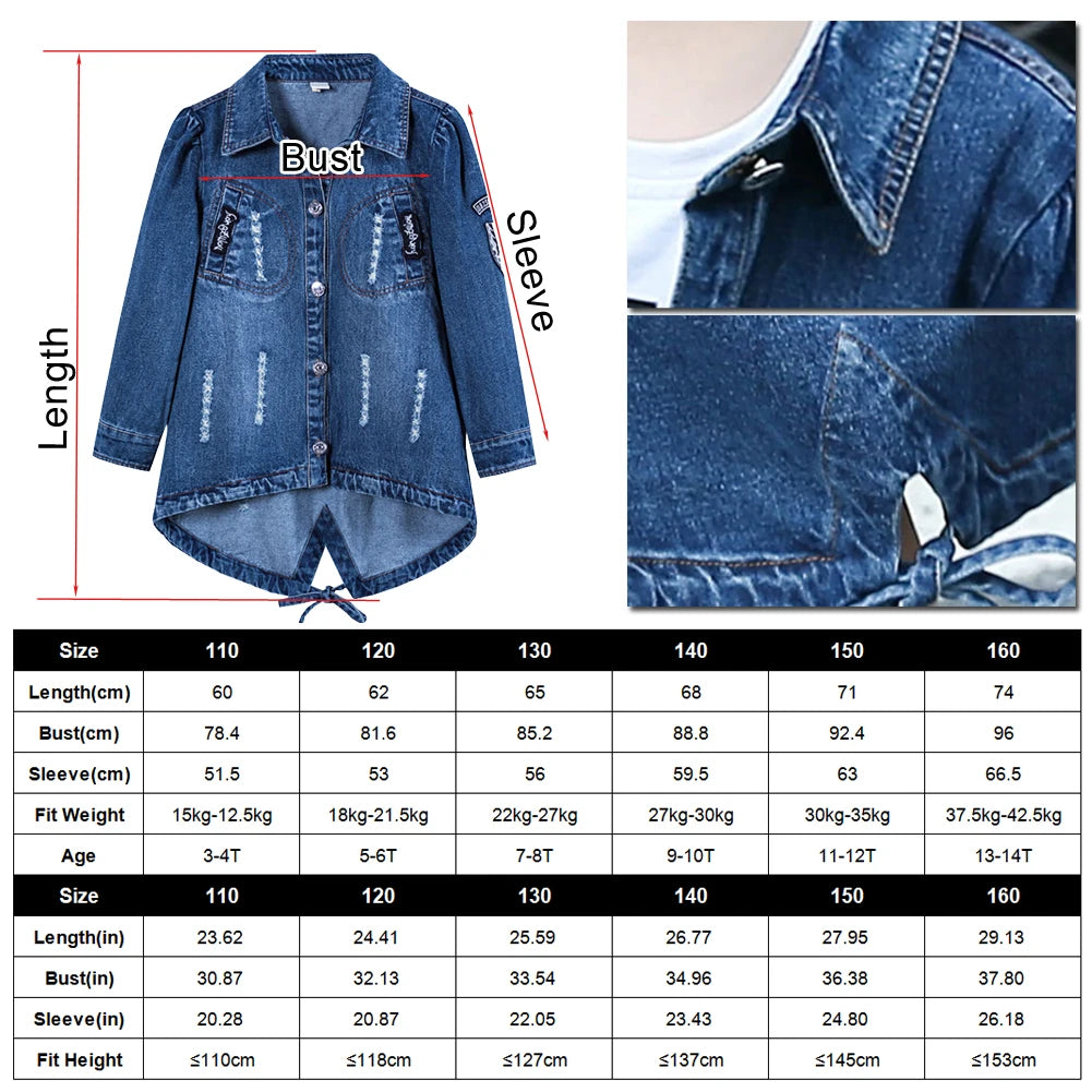 Girls Denim Jacket,Sequin Vintage Jeans Coats,Girls Jean Coat,Toddler Casual Windbreaker Cowboy Outerwear for Spring Autumn