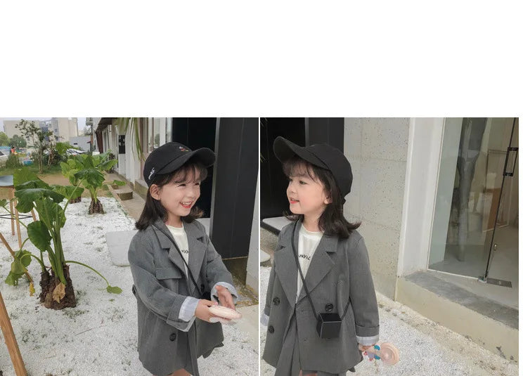 Girls' Suit British Style Noble Long Girls' Suit Plus Skirt 2024 Spring Clothes New Children's Clothing Fashion Casual