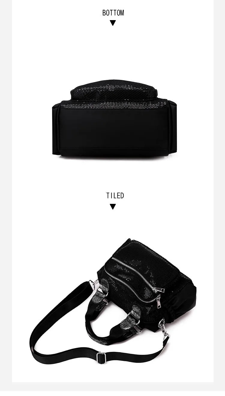 NIGEDU Brand Women Handbags Designer Oxford Crossbody Bag Fashion Sequin Female Messenger Bags Shoulder Bag Ladies Big Totes