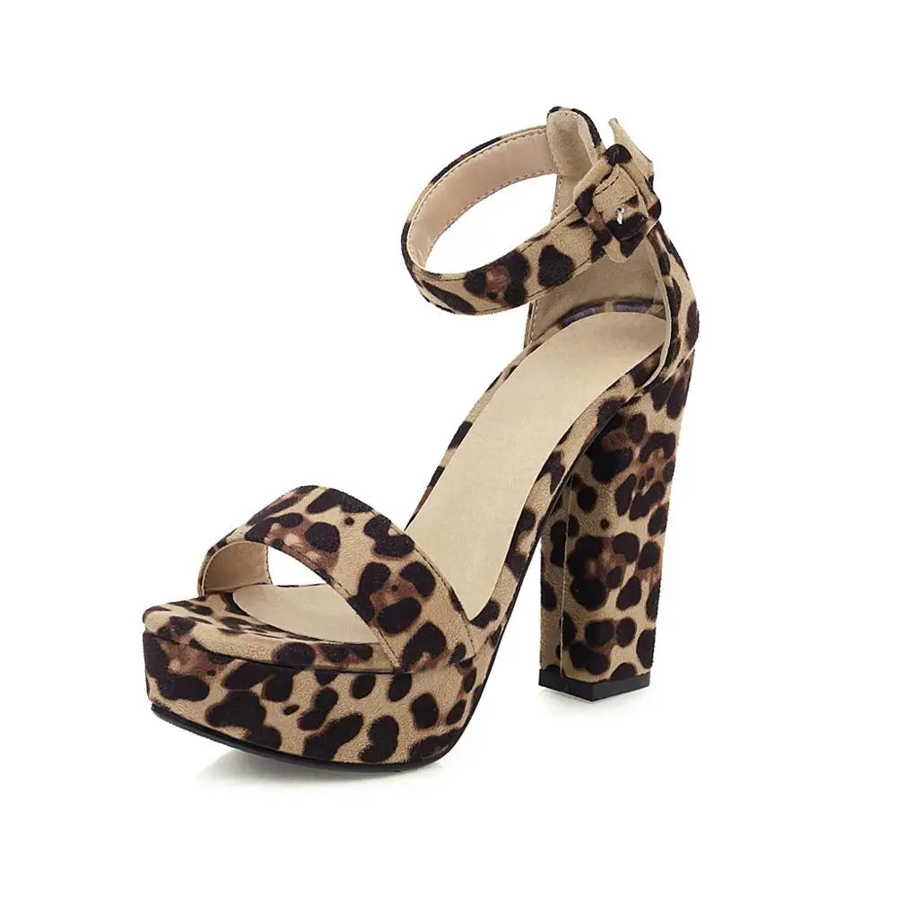 Ladies Platform Super high heel sandals leopard heels Woman Party dress shoes summer Sandalia Feminina Femme Sandalias De Mujer