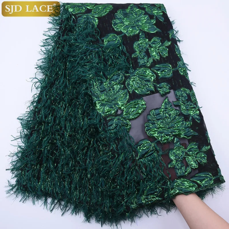 SJD African Jacquard Lace Fabric French Net Embroidery Lace 2024 High Quality Nigeria Brocade Fabric For Women Wedding Dresses