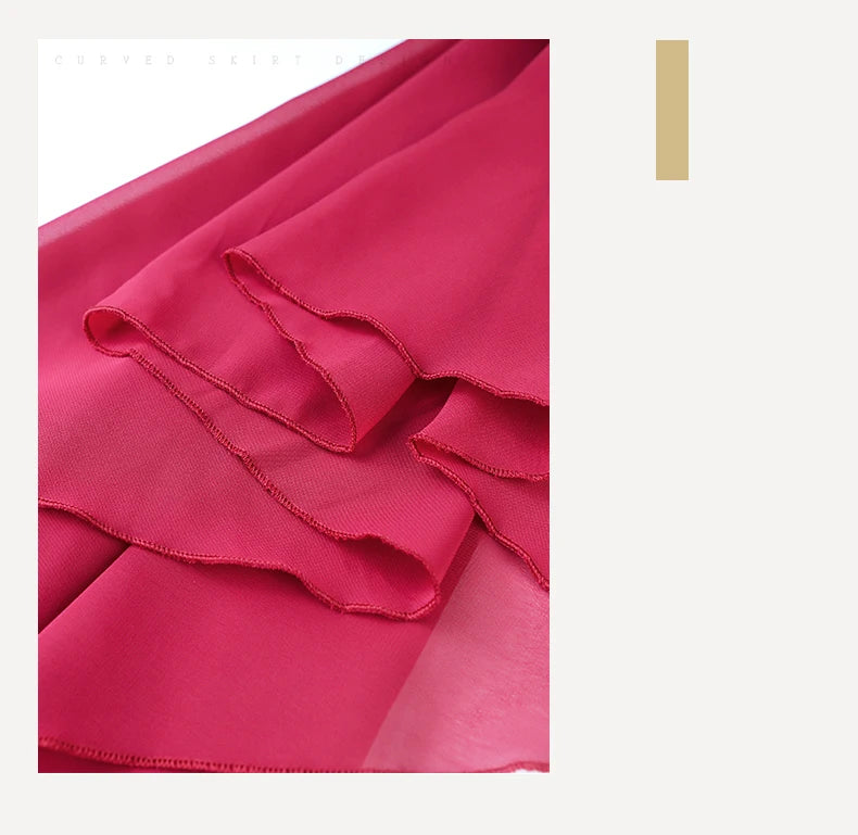 Dance Skirt Women Long Chiffon Ballet Skirts Adult Ballroom Dance Skirt Black Burgundy Ballet Costume Waist Tie Dress