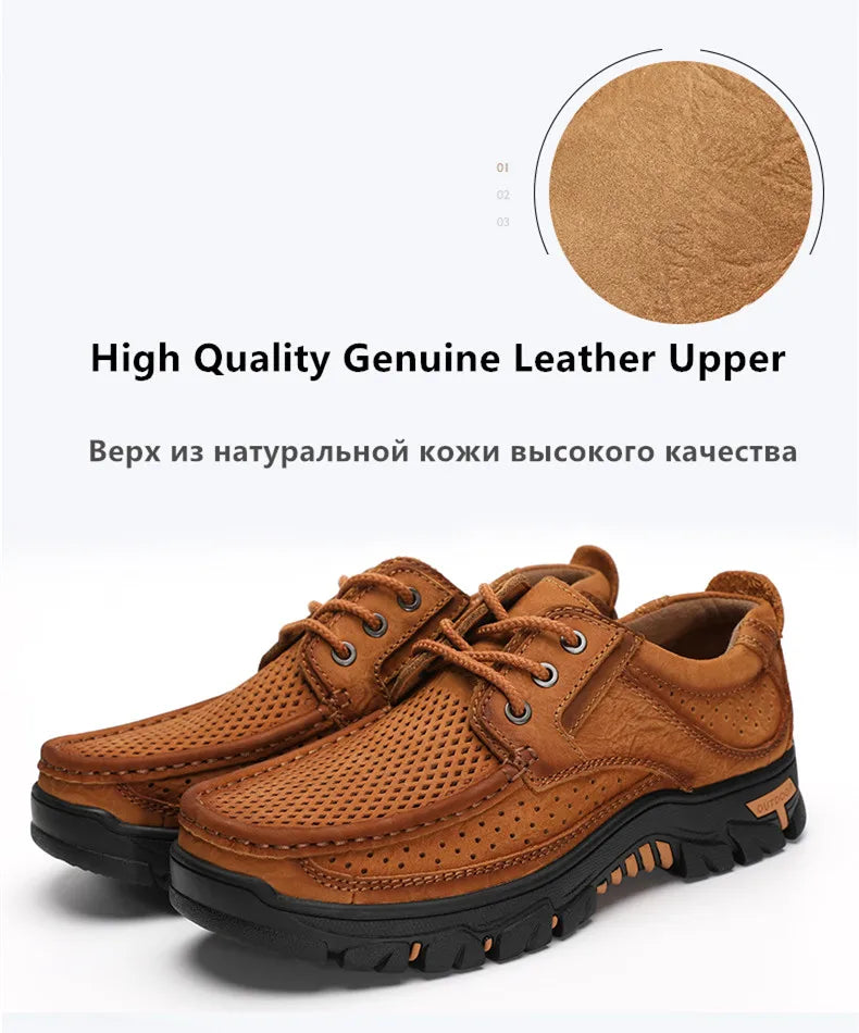 2024 New Men Shoes Genuine Leather Men Flats Loafers High Quality Breathable Outdoor Men Sneakers Male Casual Shoes Plus Size 48