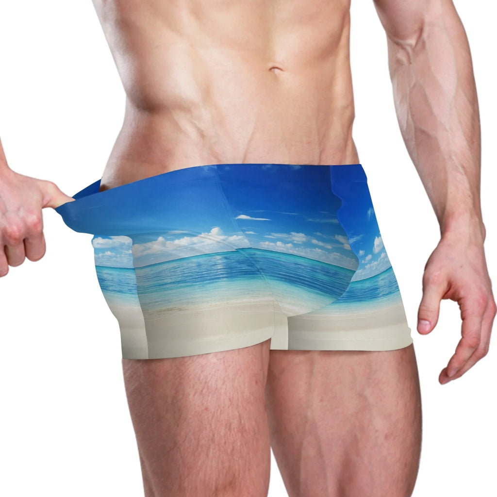 Men Swimwear Pants Summer Sexy Beach Shorts Swim Shorts Trunks New Custom Picture Swimsuit Men's Swimming Trunks Boxer Briefs