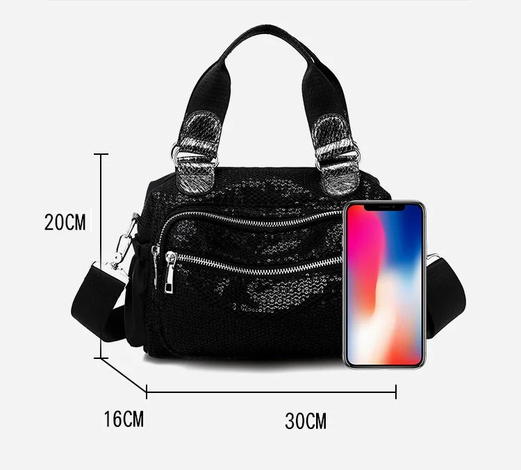 NIGEDU Brand Women Handbags Designer Oxford Crossbody Bag Fashion Sequin Female Messenger Bags Shoulder Bag Ladies Big Totes