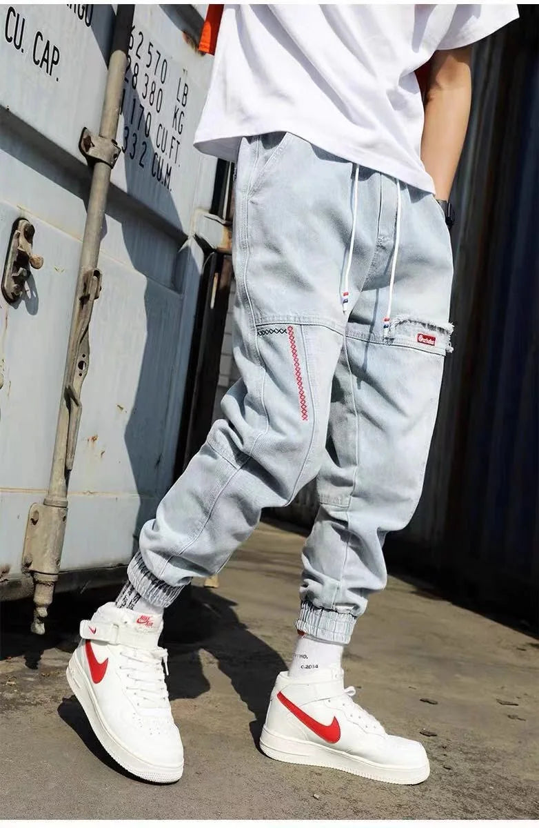 2025 New Streetwear Hip Hop Cargo Pants Men's jeans Cargo Pants Elastic Harun pants Joggers Pants In Autumn and Spring Men Cloth