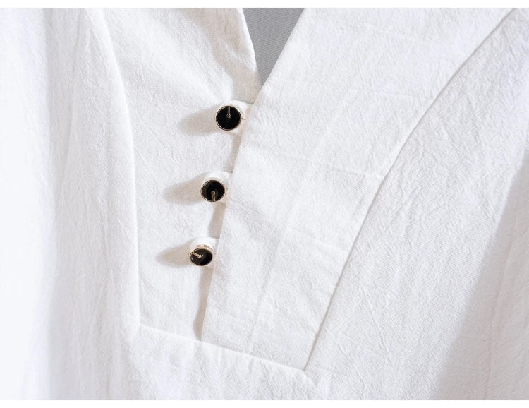 (Shirt + trousers) summer men shirt Man Cotton and linen shirts Short sleeve men's casual shirts men A set of clothes M-5XL