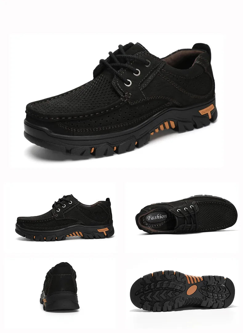 2024 New Men Shoes Genuine Leather Men Flats Loafers High Quality Breathable Outdoor Men Sneakers Male Casual Shoes Plus Size 48