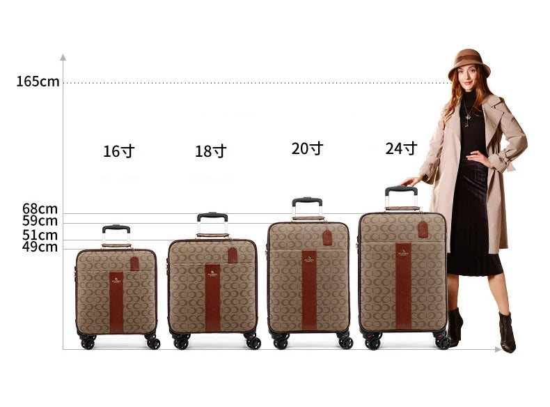 Luxury pu leather trolley luggage sets with handbag fashion rolling suitcase popular trolley luggage travel bag carry-ons