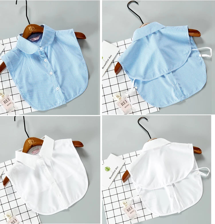 White Fake Collar Shirt For Children False Collar Blouse Lace Kids Peter Pan Collar Detachable Lapel Half Shirt Boys Faux Col