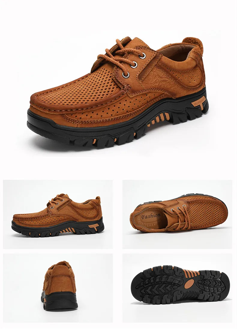 2024 New Men Shoes Genuine Leather Men Flats Loafers High Quality Breathable Outdoor Men Sneakers Male Casual Shoes Plus Size 48