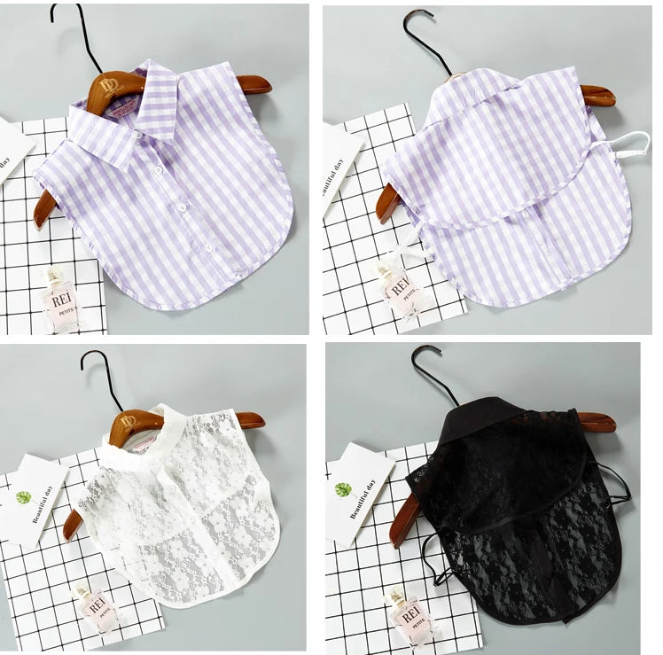 White Fake Collar Shirt For Children False Collar Blouse Lace Kids Peter Pan Collar Detachable Lapel Half Shirt Boys Faux Col