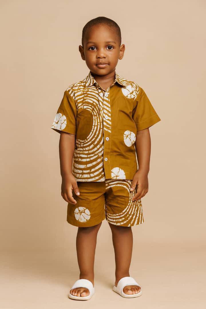 Short sleeve Ankara shirt Boys up and down