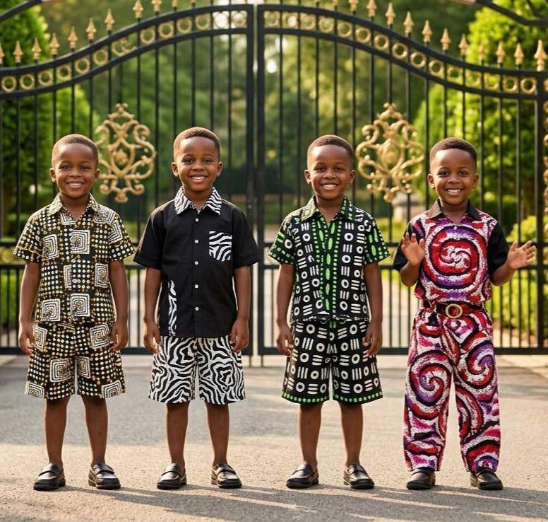 Short sleeve Ankara shirt Boys up and down
